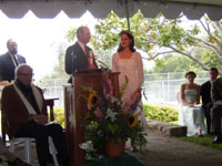 Lucy about to get her diploma from Mr. Mulligan