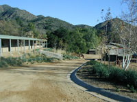 The road going through the barn