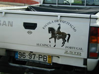 A truck with the school's logo